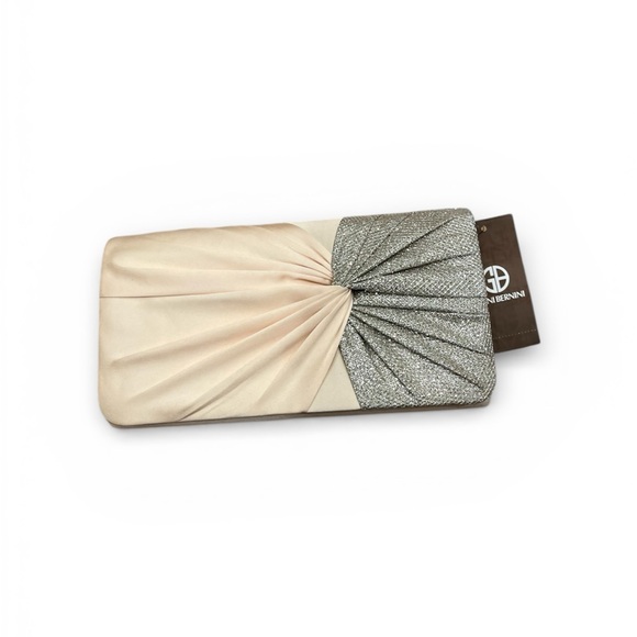 Giani Bernini Handbags - Giani Bernini Cream and Silver Clutch